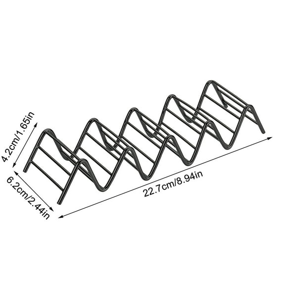 Stainless Steel Taco Holder Stand - Set of 4 Wave Shape Taco Racks - Holds 3 Tacos Each - Dishwasher Safe Taco Holders ( Black )
