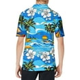 thumbnail image 4 of CCRFTGI Hawaiian Shirt for Men Plus Size Cotton Short Sleeve Polo Shirts Summer Plain Mens Shirts Beach Palm Trees Printed Button Down Tshirts Shirts for Men,Blue S, 4 of 5
