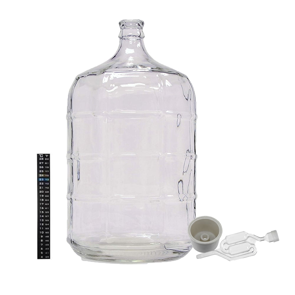 Home Brew Ohio 5 Gallon Glass Carboy with Drilled Bung, Twin Bubble