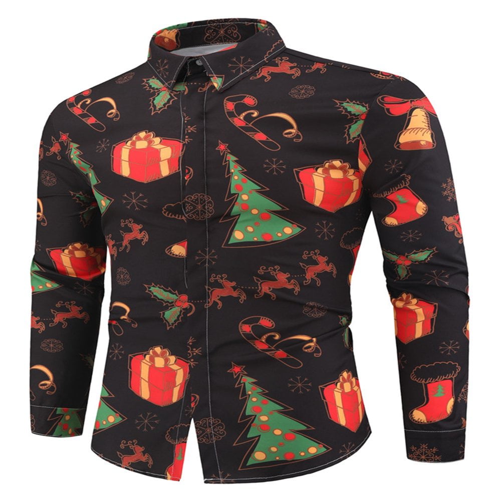 Chemise Verte De Noël Pour Homme à Manches Longues Motif Sapin Et Renne Amusant Et Festif