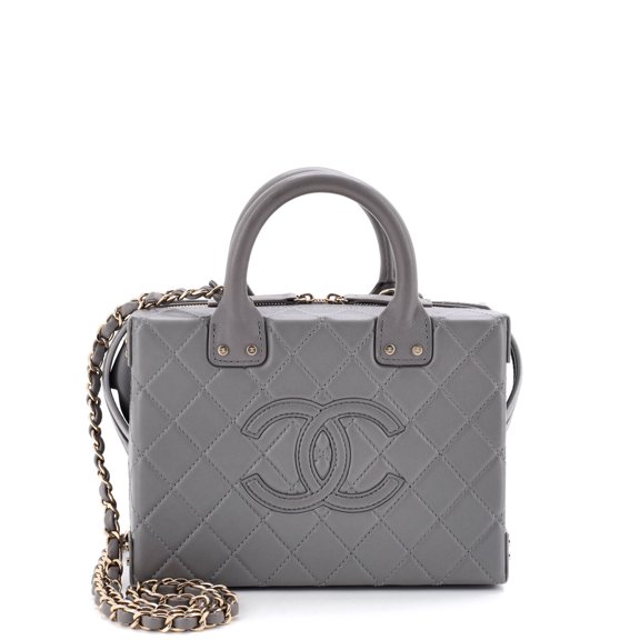 Pre-Owned CC Square Convertible Vanity Case Quilted Calfskin Small By Rebag