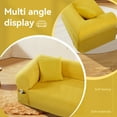 thumbnail image 4 of VFD Floor Couch - 3 Seats Compression Sofa with Pillows Hybrid Sofa Pocketed Spring, Yellow, 4 of 11