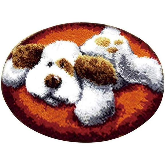 Latch Hook Kit, DIY Crochet Yarn Kits, Puppy Dog Rug Making Crafts for Kids Adults and Beginners 50 × 38cm / 19.7 * 15.0 inches