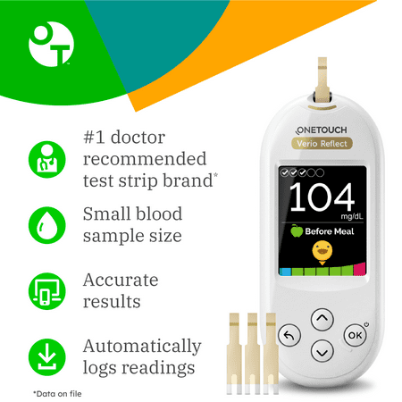 OneTouch Verio Test Strips for Diabetes - 30 Count | Diabetic Test Strips for Blood Sugar Monitor | Home Self Glucose Testing | 1 Box (30 Test Strips)