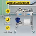 thumbnail image 1 of VEVOR Carro de servicio de laboratorio, carro rodante utilitario de acero inoxidable de 2 capas, carro medico con dos cajones, carro utilitario dental con ruedas bloqueables y un cubo, 1 of 9