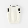 thumbnail image 4 of Fesfesfes Kids Unisex V-Neck Knit Vest with Contrast Stripes, Cotton Sweater Vest for Boys and Girls Ages 1-15 Years, 4 of 5