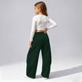 thumbnail image 5 of OSOLU Girls Pants Solid Color Wide Leg Design Drawstring Elastic Waist with Side Pockets Dark Green, 5 of 6