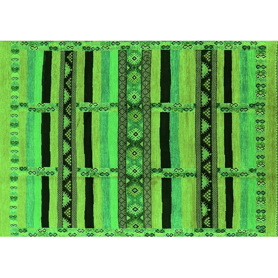 Ahgly Company Indoor Rectangle Solid Green Modern Area Rugs, 7' x 9'