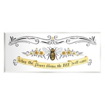 Stupell Industries When The Flower Blooms Honey Bee Banner Quote Graphic Art Unframed Art Print Wall Art, Design by Deb Strain