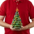 thumbnail image 4 of 12" Hand Painted Ceramic Christmas Tree, Green Pre-Lit Tree, 100 Multi-Color Lights, 2 Star Toppers, 4 of 7