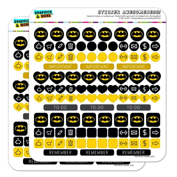 Batman Classic Bat Shield Logo Planner Calendar Scrapbooking Crafting Sticker Set