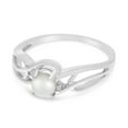 thumbnail image 3 of 14k White Gold Freshwater Cultured Pearl And Diamond Curve Ring, 3 of 6