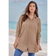 thumbnail image 2 of Roaman's Women's Plus Size Kate Long-Sleeve Crisp Cotton-Blend Button-Front Tunic, 2 of 6