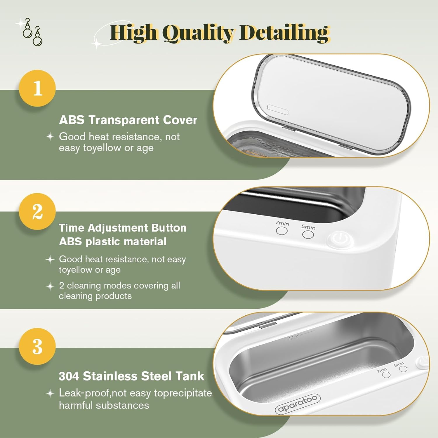 Ultrasonic Jewelry Cleaner, 12oz 48khz Professional Ultrasonic Cleaning Machine for Jewelry Eyeglasses Watches Rings