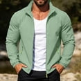 thumbnail image 6 of Men's Lightweight Zip Up Windbreaker Jacket Long Sleeve Stand Collar Solid Trendy Fall Casual Outerwear Jacket with Pocket for Hiking and Travel Mint Green 4XL, 6 of 6