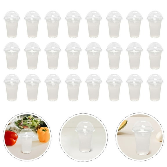 50Pcs 17OZ Cups with Dome Lids and Sporks No Hole Fruit Cups for Dessert,Cupcake,Parfait,Pudding,Iced Cold