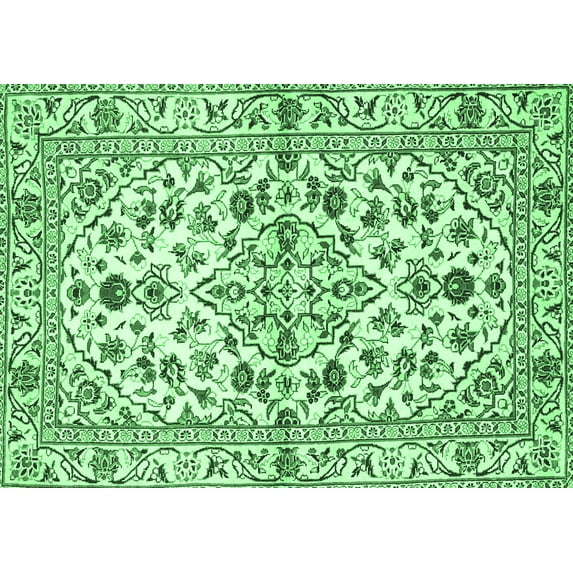 Ahgly Company Indoor Rectangle Persian Emerald Green Traditional Area Rugs, 6' x 9'
