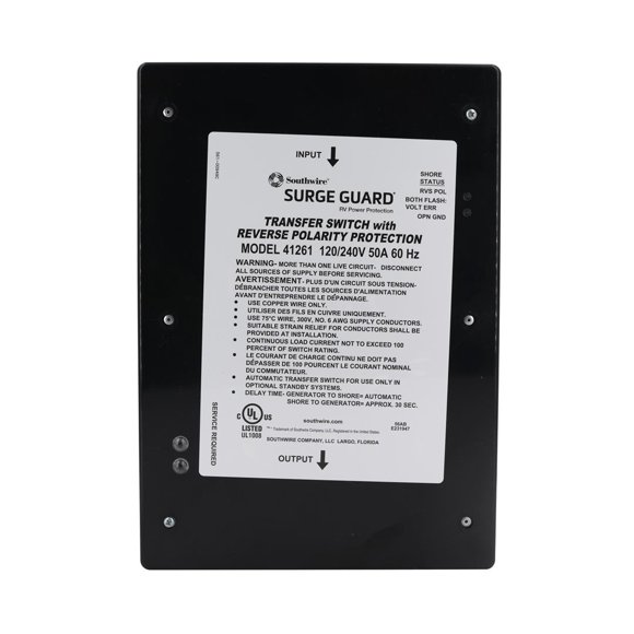 SouthWire Corp. Power Transfer Switch 41261-011 Transfer Power Between Shore And RV Generator; Automatic; 120/240 Volt; 50 Amp