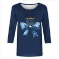 thumbnail image 4 of Craaazy Hanukkah Shirts for Women Athletic Casual Menorah Printed Round Neck 3/4 Sleeve T-shirts Gifts, 4 of 4
