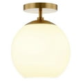 thumbnail image 3 of Evelyn&Zoe 9" Brass Finish Metal/Glass Semi Flush Mount, 3 of 6
