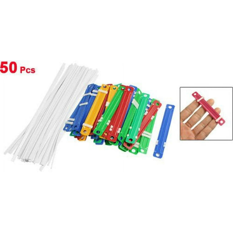 Plastic Paper Fastener File Fasteners for Office School, 3.15(80mm) Between 2 Holes, Box of 50 Complete Sets