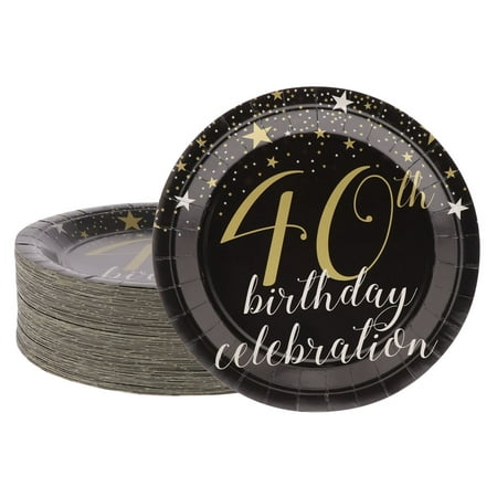 Disposable Plates - 80-Count Paper Plates, 40th Birthday Party Supplies for Appetizer, Lunch, Dinner, and Dessert, 9 x 9