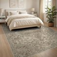thumbnail image 3 of ODIKA 8'x10' Washable Area Rug Large Vintage Oushak Border Cream Farmhouse Bohemian Medium Boho Flowing Dynamic for King Size Bedroom Under Bed, Master Suite, Non-Shedding, Easy Care, 3 of 7