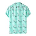 thumbnail image 4 of Hombres Casual Patchwork Botones Playa No posicionamiento Estampado Turndown Camisa de manga corta Blusa Pompotops  oipoqjl48229, 4 of 9