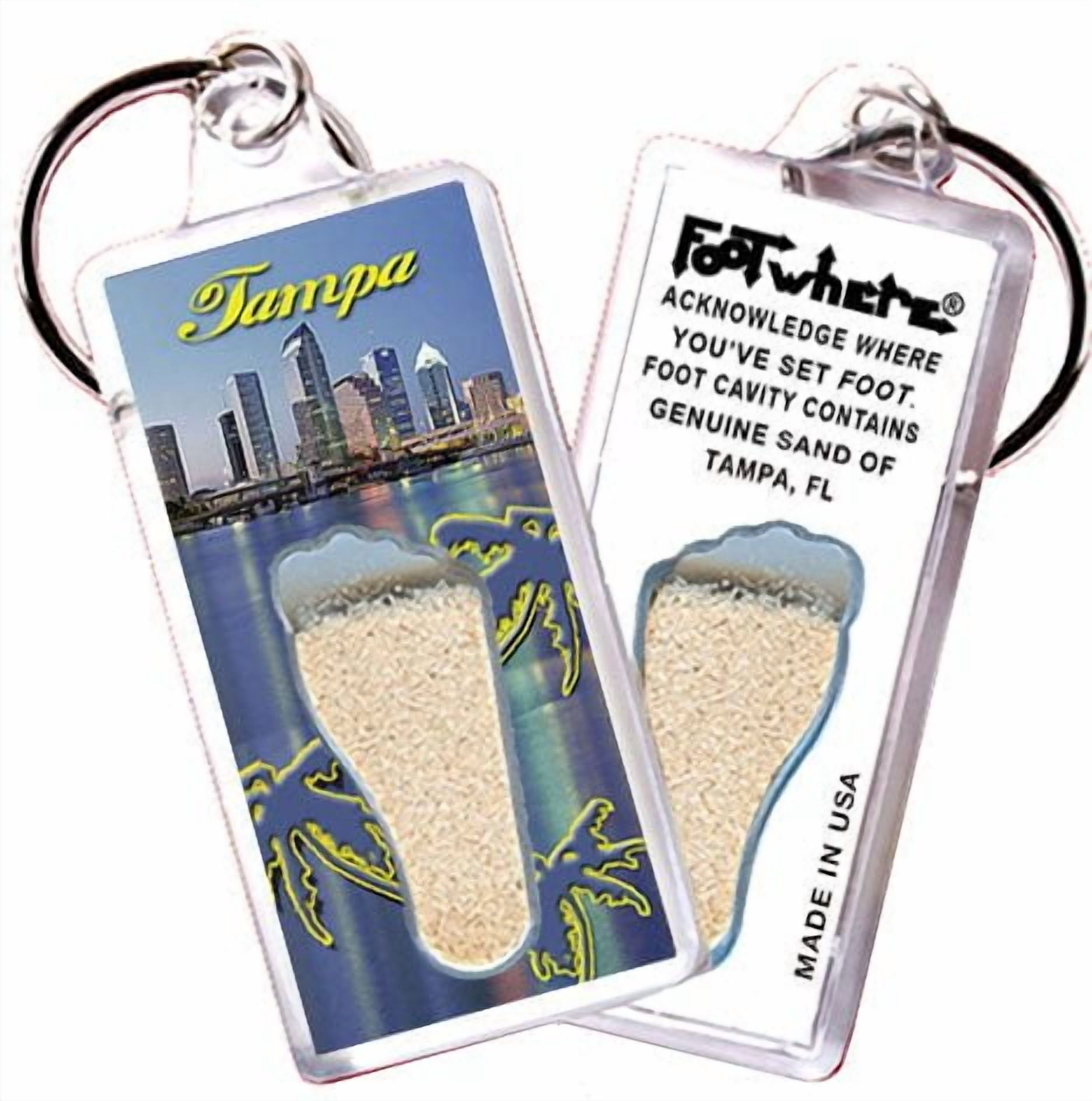 Tampa FootWhere Souvenir Keychains. (TP100 - Assorted) 6 Piece Set.