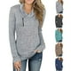 thumbnail image 3 of Camisa ajustada de poliéster de manga larga para mujer con cremallera en el cuello para otoño invierno gris S, 3 of 5