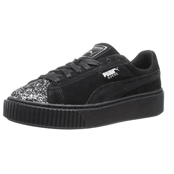 PUMA Women's Suede Crushed Gem Platform Sneakers, Black / Silver
