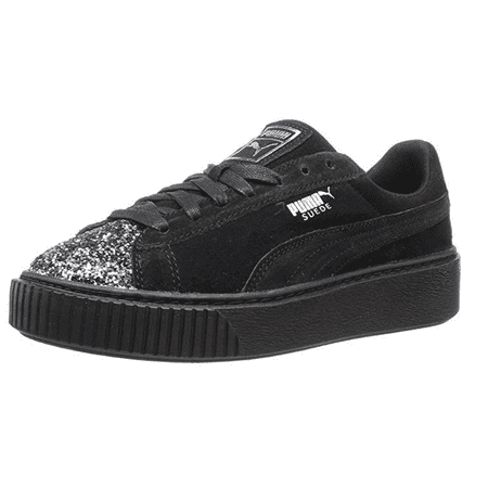 PUMA Women's Suede Crushed Gem Platform Sneakers, Black / Silver