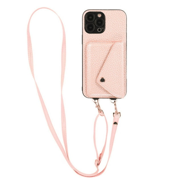 Phone Case for Iphone 14 15 plus pro max Litchi patterned diagonal cross card case phone case