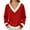 Red, variant on KHONTS Christmas T Shirts for Women Xmas V Neck Trim Tees Casual Loose Sweatshirts Long Sleeve Pullover Tops Red XL