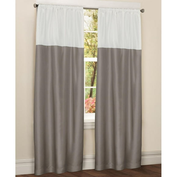 Panneau de rideau à passe-tringle Red Label en similisoie de 213 cm (84 po) bicolore, taupe et blanc