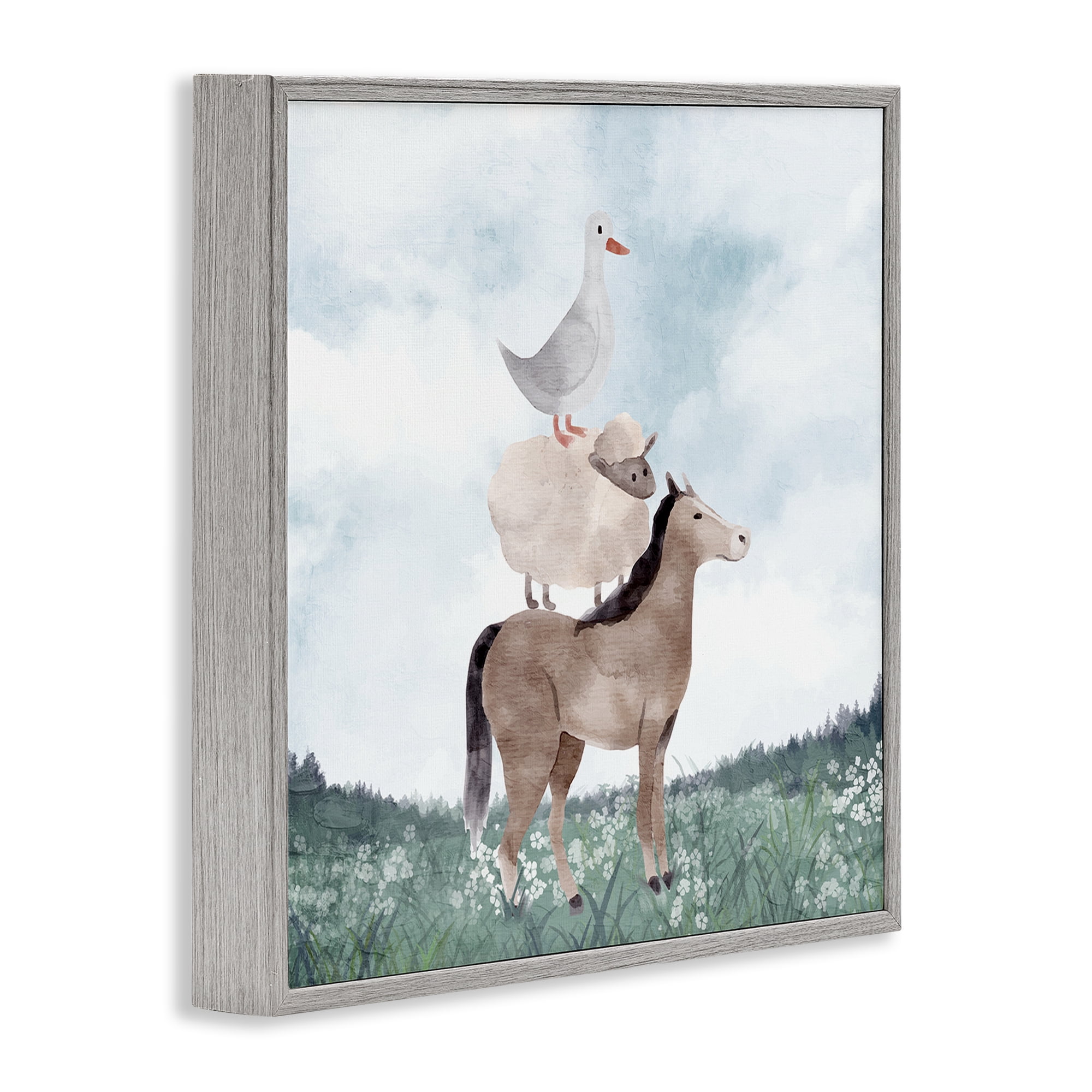 Stupell Industries Muted Blue Sky Farm Gray Framed Giclee Art, design by Kim Allen