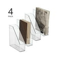 thumbnail image 3 of mDesign Plastic Slim Vertical File Folder Storage Organizer Bin with Handle, Hold Notebooks, Binders, Envelopes, Magazines for Home Office, Work Desktops, Ligne Collection, 4 Pack, Clear Clear Pack of, 3 of 3