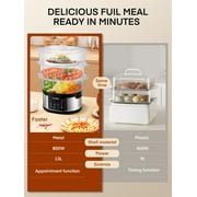 13QT Electric Cooking Steamer, with Delay Timer, 3-Tier Vegetable or Meat Food Steamer, 800W Fast Cooking