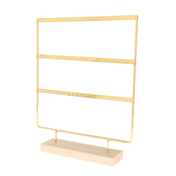 Organizador de pendientes de joyería de 3 niveles para colgar pendientes rectangulares modernos para Dorado
