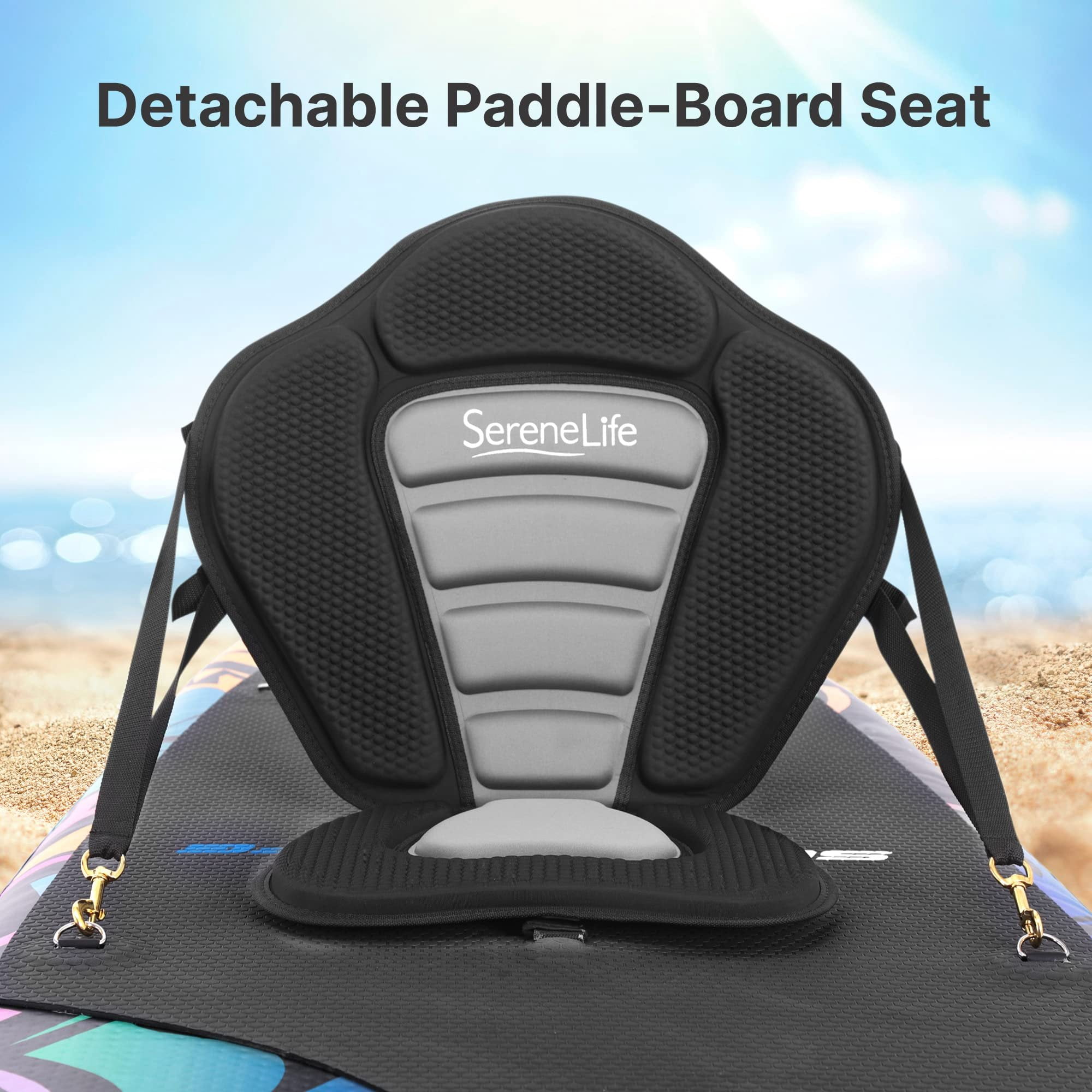 SereneLife 11 Inflatable Stand Up Paddle Board with Detachable Seat  SUP Paddleboard Set, Rolls Up for Easy Storage and Transport, Non-Slip EVA Deck Pad, 32" Wide Design, 275 lbs. Capacity