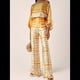 thumbnail image 5 of Conjunto de Dos Piezas Holgado de Otoño para Mujer, con Hombros Descubiertos, Estampado, Larga, Informal, para Salir, Pantalones Anchos Amarillo L, 5 of 6