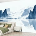 thumbnail image 2 of Peel and Stick Wallpaper Chinese style blue mood ink landscape Modern Art Wall Mural Decor Self Adhesive and Removable 69in x 98in, 2 of 8