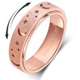 thumbnail image 1 of Oreillestar Anillo de ansiedad para mujeres Anillo giratorio de acero inoxidable Fidget Toys Adultos Fidget Spinner Anillo Luna Estrella Oro rosa Tamaño 6, 1 of 1