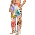 thumbnail image 2 of Daiia Men'S Flowers And Birds Watercolor Pants,Bottoms Sleep Lounge,Pajama Pants,Pj Bottoms Drawstring And Pockets-Large, 2 of 9