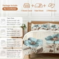 thumbnail image 6 of Teal Broccoli Duvet Cover Set King Size, Rustic Farmhouse Flower Leaf Retro Brown 4 Piece Soft Microfiber Bedding Set with 1 Duvet Cover, 1 Flat Sheet, 2 Pillowcases, 6 of 9