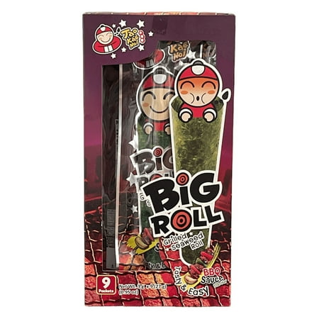 TAO KAE NOI Grilled Seaweed Big Roll; BBQ Sauce Flavor; Box of 9 Packets; Taste of Thailand