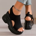 thumbnail image 6 of Wovix Women's Sandals Wedge Sandals Cushioned Thick Sole Summer Open Toe Ankle Strap Casual Strappy Slip On Footwear Indoor Outdoor Shoes, 6 of 8