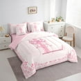 thumbnail image 4 of Castle Fairy Initial L 7pcs Bedding Comforter Set,Kawaii Bow Queen Bedding Sets Super Cozy,Dreamy Princess Queen Sheet Sets,Luxury Girls Bedroom Decor,Reversible, 4 of 9