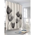 thumbnail image 3 of Black Tulip Shower Curtain, Minimalist Modern Flower Art Linen Background Waterproof Shower Curtain Set with 12 Hooks Lightweight Washable Fabric Shower Curtains for Bathroom 60x72 Inches, 3 of 6