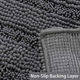 thumbnail image 4 of Bathroom Runner Area Chenille Rug Oversize Non-Slip Shag Kitchen Shower Bath Mat Extra Long Grey Striped Washable for Bathroom, Gray, Size 59" x 20", 4 of 4